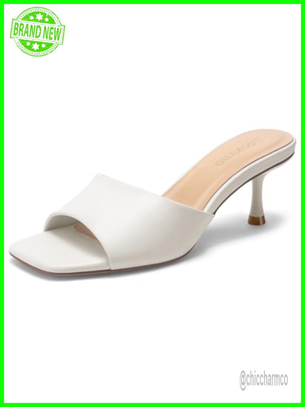 2.36-Inch Kitten Heel Sandals Square Toe Open Toe Mules Sandals